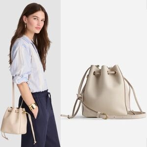 New! Madewell The Mini Drawstring Crossbody Bucket Bag in Leather Harvest Moon